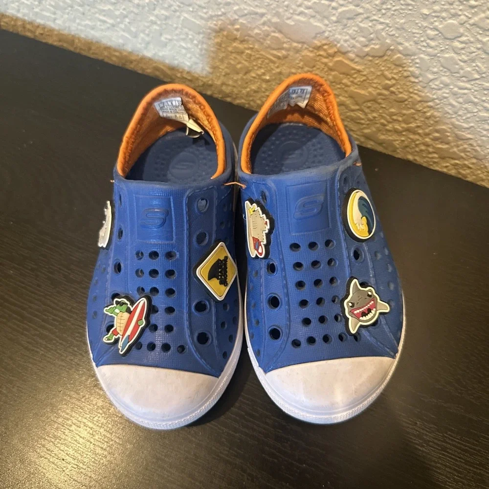 Skechers kids shoes boys water shoes collapsible heel summer Blue Beach Surf
